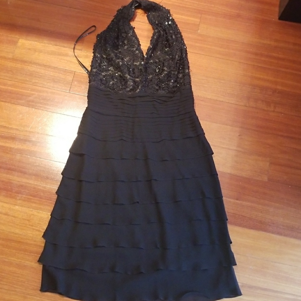 Tadashi black Sequined cocktail dress.  Size 6.